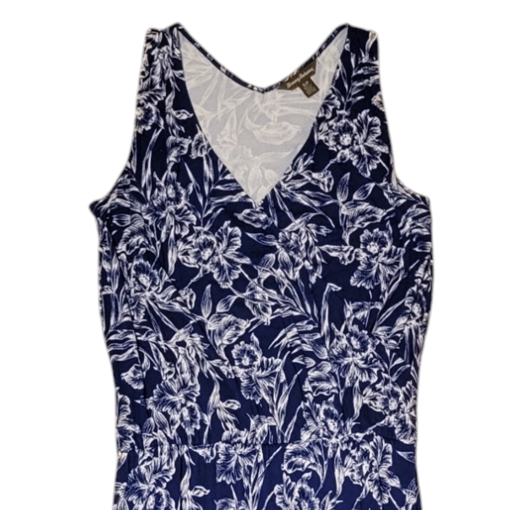 Tommy Bahama Mar-A-Sketch Maxi Dress Tropical Floral Viscose Blue White Sz Small - Picture 4 of 13